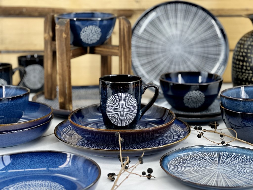 LACE Nádherná keramická sada nádobí modrá od CLAY kvalitní